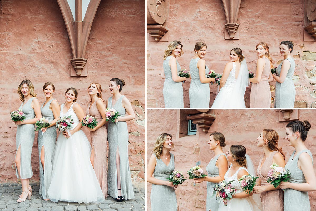 Braut Brautjungfern Hochzeitsfotografie Schloss Burgau
