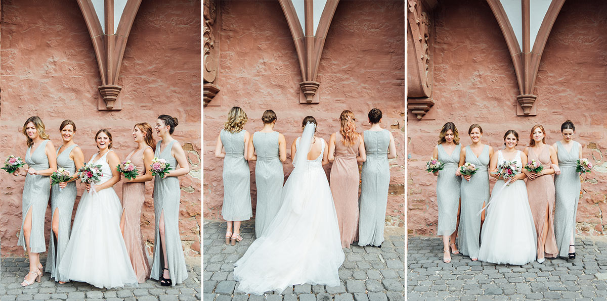 Hochzeitsfotos Braut Brautjungfern - Schloss Burgau
